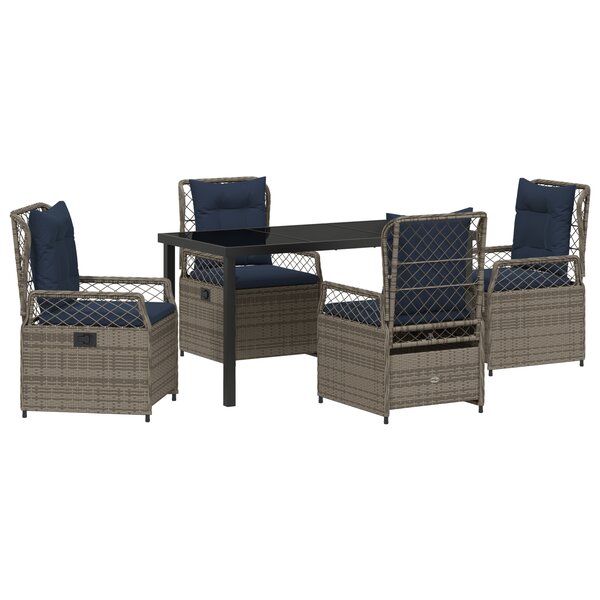vidaXL Ensemble de salle à manger de jardin 5 pièces gris en rattan poly