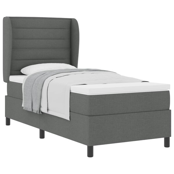 vidaXL Lit à ressorts avec matelas Gris foncé 100 x 200 cm tissu