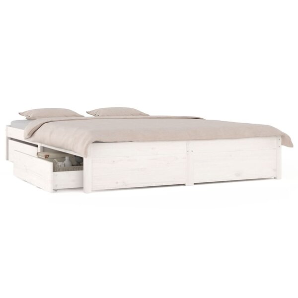 vidaXL Cadre de lit sans matelas avec tiroirs blanc 120x200 cm
