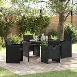 vidaXL Ensemble de salle à manger jardin de 5 pièces avec coussins en poly rattan noir