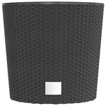 vidaXL Jardinière et intérieur amovible anthracite 15 /15 3 L rotin PP