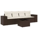 vidaXL Salon de jardin avec coussins 5 Pièces marron résine tressée