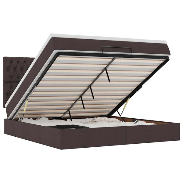 VidaXL Cadre de lit ottoman avec matelas marron foncé 160x200 cm tissu