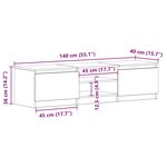 vidaXL Meuble TV Chêne fumé 140x40x35 5 cm Bois d'ingénierie
