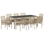 vidaXL Ensemble de salle à manger pour jardin 9 Pièces Beige polyrotin