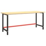 vidaXL Cadre de banc de travail Noir et rouge mat 180x57x79 cm Métal