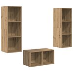 vidaXL Ensemble meuble TV chêne artisanal 37 x 37 x 107 cm
