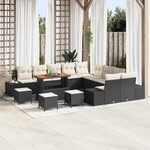 vidaXL Ensemble de canapé de jardin 14 Pièces Noir Poly rotin