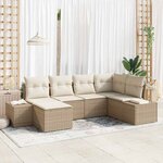 vidaXL Ensemble canapé de jardin 6 pièces avec coussins en poly rotin beige