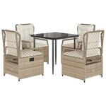 vidaXL Ensemble à manger de jardin avec coussins 5Pièces Beige poly rotin
