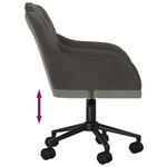 vidaXL Chaise pivotante de bureau Gris foncé Velours