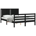 vidaXL Cadre de lit avec tête de lit noir 140x200 cm bois massif