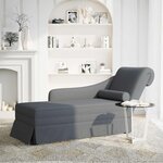 vidaXL Fauteuil long et traversin accoudoir droit gris foncé velours