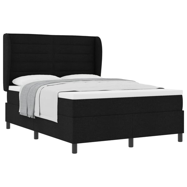 vidaXL Lit à ressorts avec matelas Noir 140 x 200 cm tissu