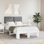 vidaXL Cadre de lit avec tête de lit rembourrée Gris clair