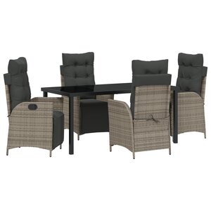 vidaXL Ensemble de salle à manger de jardin 5 pièces en rattan poly gris