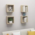 vidaXL Étagères cube murales 4 Pièces Chêne sonoma 30x15x30 cm