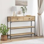vidaXL Table Console avec tiroir chêne artisanal 100 x 25 x 75 cm