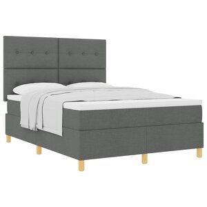 vidaXL Lit à ressorts avec matelas Gris foncé 140 x 200 cm tissu