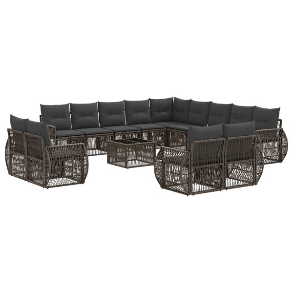 vidaXL Ensemble de canapé de jardin 14 Pièces Gris et Gris foncé