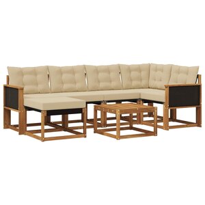 vidaXL Ensemble de canapés d'extérieur 7 pc Naturel et Beige