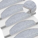 vidaXL Tapis d'escalier 20 pièces 65 x 24 x 4 cm Gris clair Demi-rond Grand