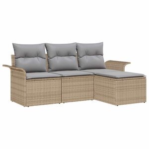 vidaXL Ensemble de canapé de jardin 4 Pièces Beige Poly rotin