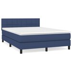 vidaXL Sommier à lattes de lit avec matelas Bleu 140x200 cm Tissu