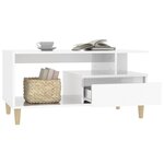 vidaXL Table basse Blanc brillant 90x49x45 cm Bois d'ingénierie