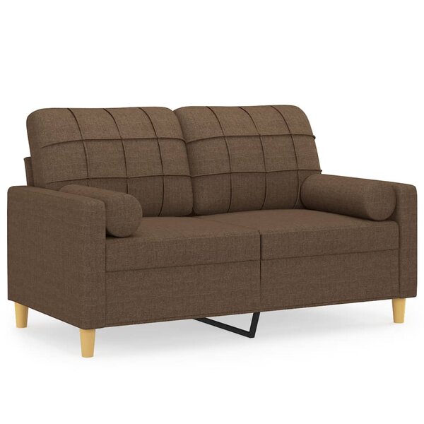 vidaXL Canapé 2 places avec oreillers décoratifs marron 120 cm tissu