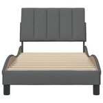 vidaXL Cadre de lit sans matelas Hanko gris foncé 90x200 cm tissu