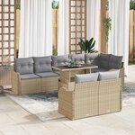 vidaXL Ensemble de canapé de jardin 9 Pièces Beige Poly rotin