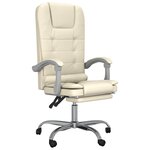 vidaXL Fauteuil de massage inclinable de bureau Crème Similicuir