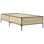 vidaXL Cadre de lit chêne sonoma 75x190 cm bois d'ingénierie et métal
