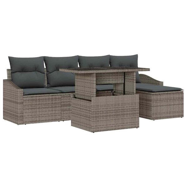 vidaXL Ensemble de canapé de jardin avec coussin 6 Pièces Gris