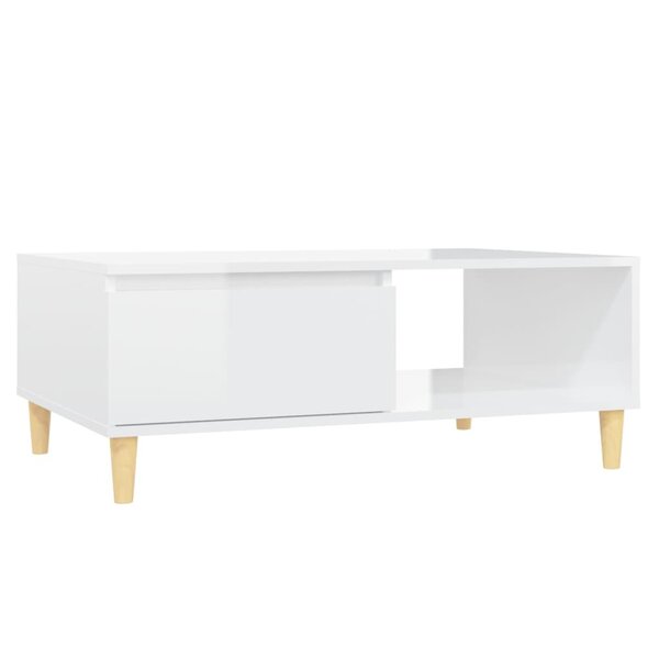 vidaXL Table basse blanc brillant 90x60x35 cm bois d'ingénierie