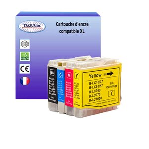 T3AZUR- Lot de 4 Cartouches compatibles avec Brother LC1000 XL pour Brother MFC5460CN  MFC5860CN  MFC630CD  MFC630CDW