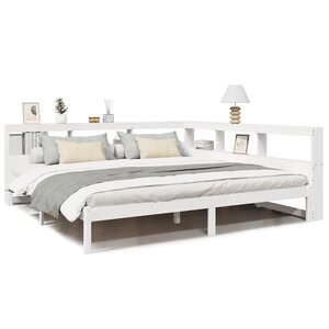 vidaXL Lit bibliothèque sans matelas blanc 180x200 cm bois pin massif