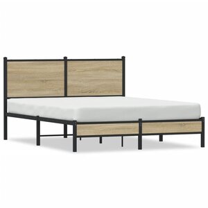 vidaXL Cadre de lit en métal sans matelas chêne sonoma 150x200 cm