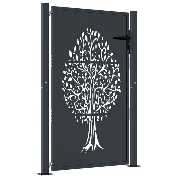 vidaXL Portail de jardin anthracite 105x130cm acier conception d'arbre