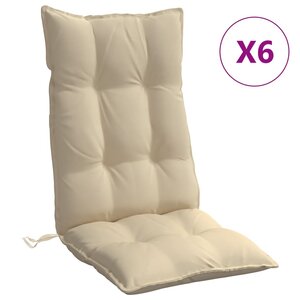 vidaXL Coussins de chaise à dossier haut lot de 6 beige tissu oxford