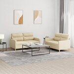 vidaXL Ensemble de canapés 2 Pièces avec coussins Crème Tissu