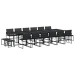 vidaXL Ensemble à manger de jardin avec coussins 17 Pièces noir textilène