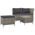 Salon de jardin meuble d'extérieur ensemble de mobilier 3 pièces avec coussins gris résine tressée 02_0015978