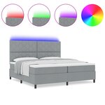 vidaXL Lit ressorts avec matelas et lumière LED  gris clair  200 x 200 cm  tissu