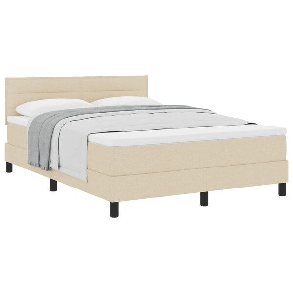 vidaXL Lit à ressorts avec matelas Crème 140 x 190 cm tissu