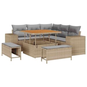 vidaXL Ensemble de canapé de jardin 8 Pièces Beige polyrotin