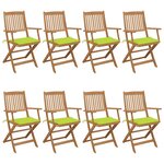 vidaXL Chaises pliables de jardin lot de 8 avec coussins Bois d'acacia