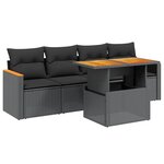 vidaXL Salon de jardin 5 Pièces avec coussins noir résine tressée