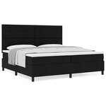 vidaXL Lit à ressort avec matelas noir 200x200 cm en tissu